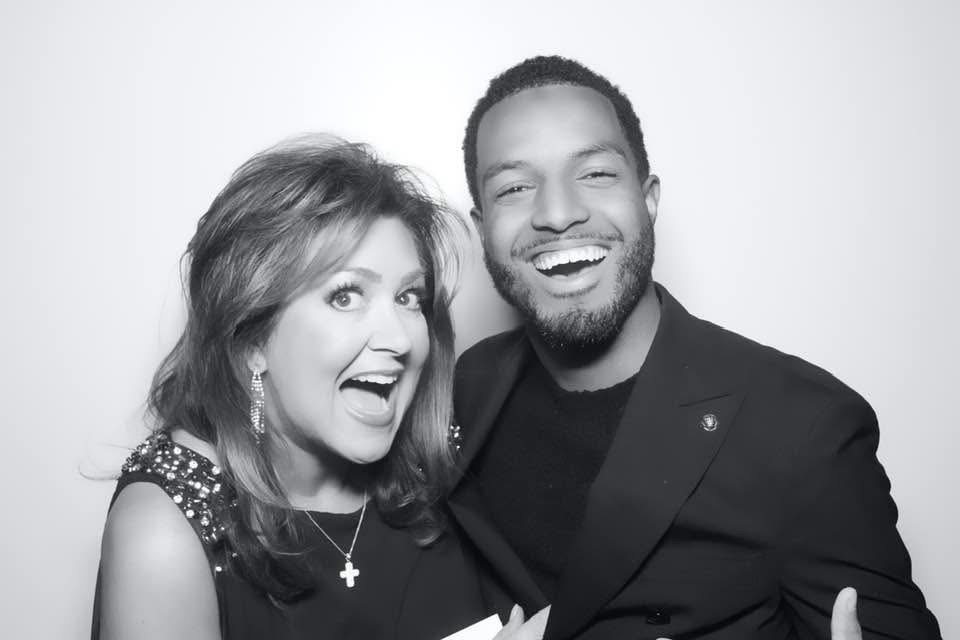 Davon in a black-and-white portrait with a longtime friend